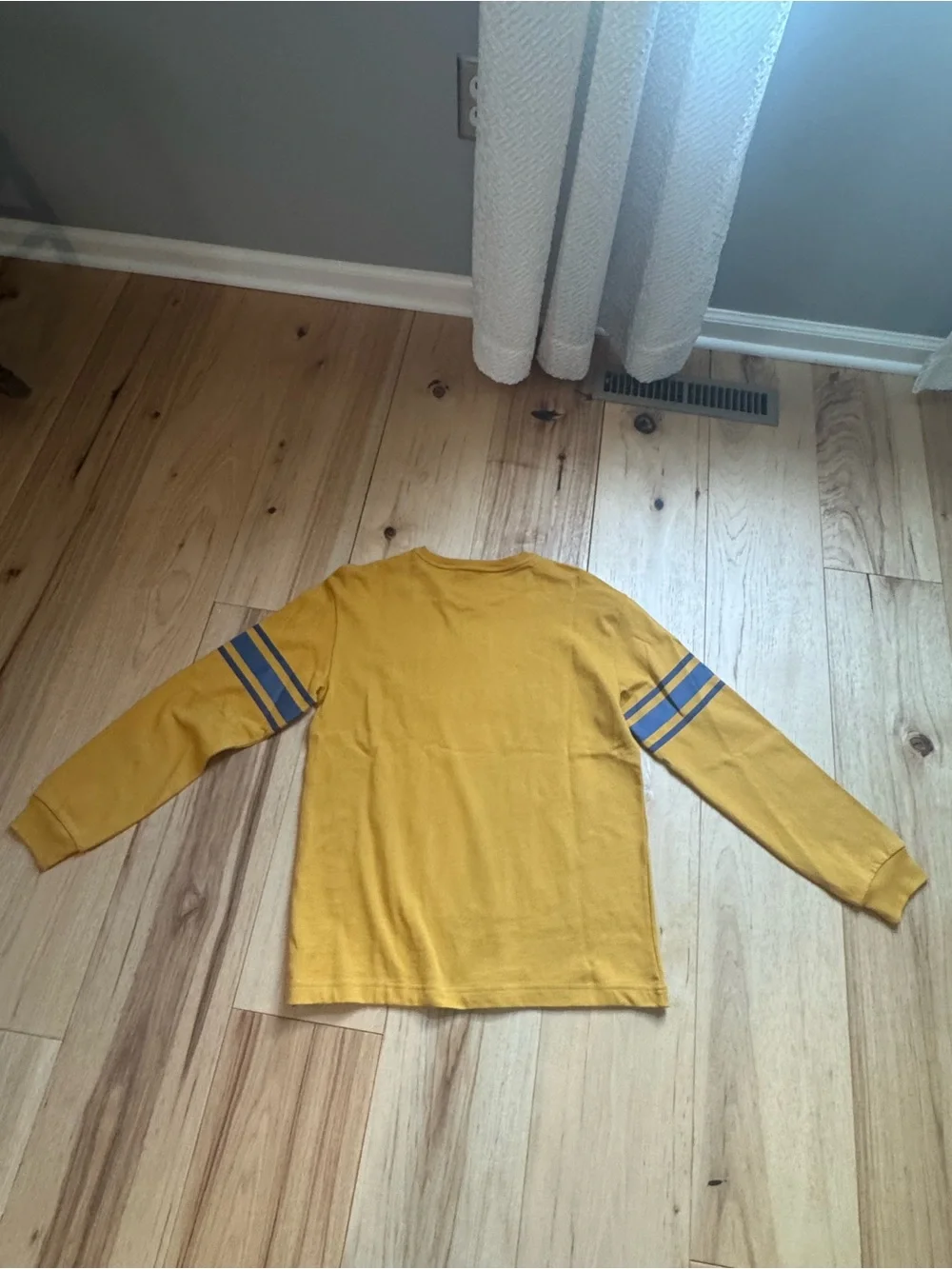 GAP Yellow Long-Sleeve Logo Tee with Navy Sleeve Stripes